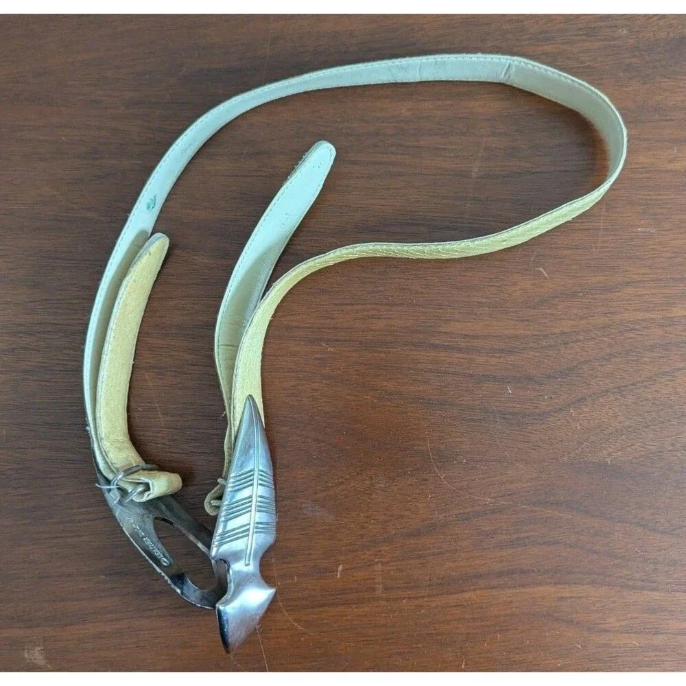 Vtg Arrowhead Spearhead Art Deco Chrome Belt Buckle 1